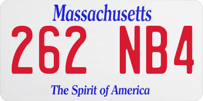 MA license plate 262NB4