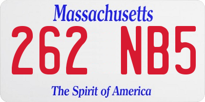 MA license plate 262NB5