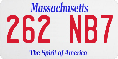 MA license plate 262NB7