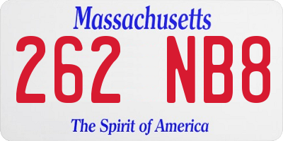 MA license plate 262NB8