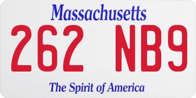 MA license plate 262NB9
