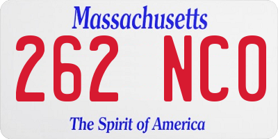 MA license plate 262NC0