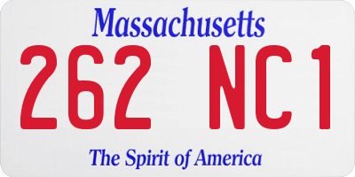 MA license plate 262NC1