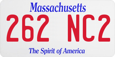 MA license plate 262NC2