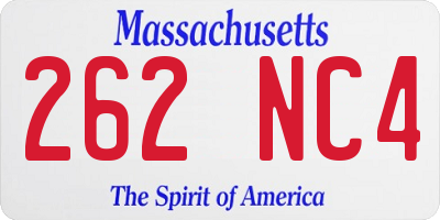 MA license plate 262NC4