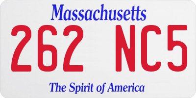 MA license plate 262NC5