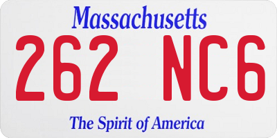 MA license plate 262NC6