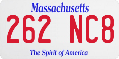 MA license plate 262NC8