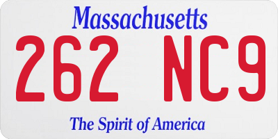MA license plate 262NC9