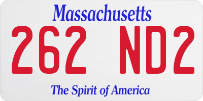 MA license plate 262ND2