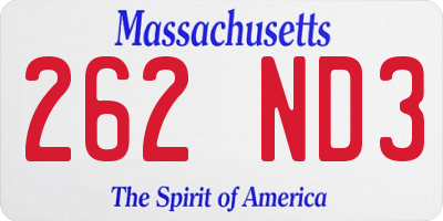 MA license plate 262ND3