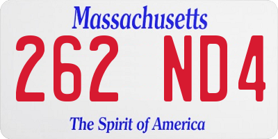 MA license plate 262ND4