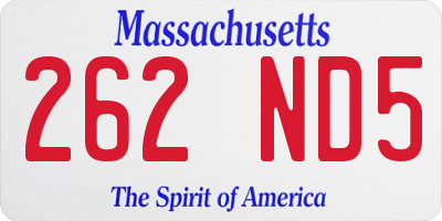 MA license plate 262ND5