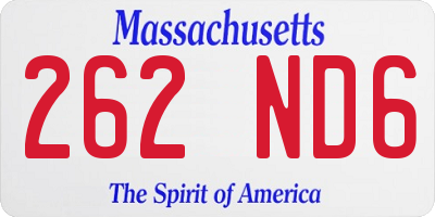 MA license plate 262ND6