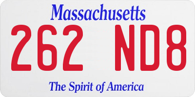 MA license plate 262ND8
