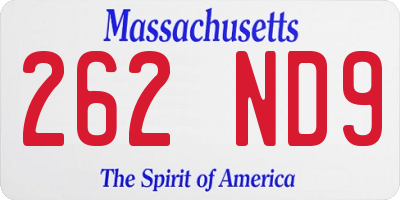 MA license plate 262ND9