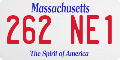 MA license plate 262NE1