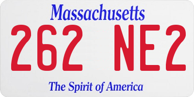 MA license plate 262NE2