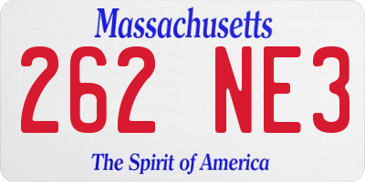 MA license plate 262NE3