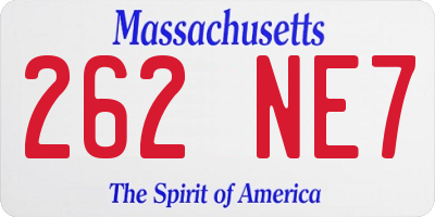 MA license plate 262NE7
