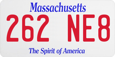 MA license plate 262NE8