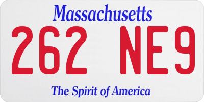 MA license plate 262NE9