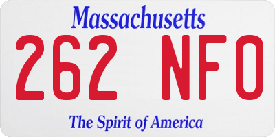 MA license plate 262NF0