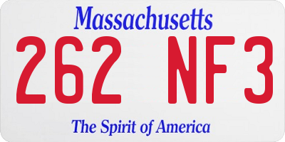 MA license plate 262NF3