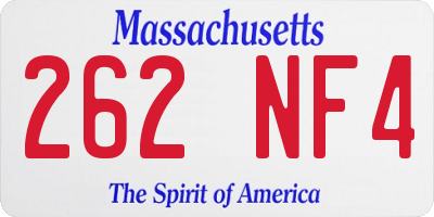 MA license plate 262NF4
