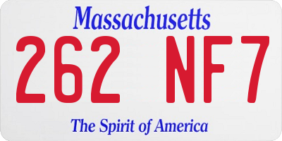 MA license plate 262NF7