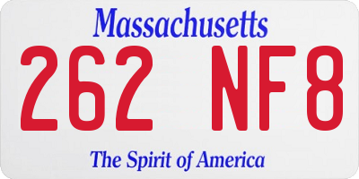 MA license plate 262NF8