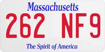 MA license plate 262NF9