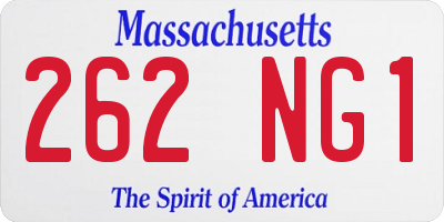 MA license plate 262NG1