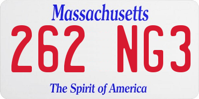 MA license plate 262NG3