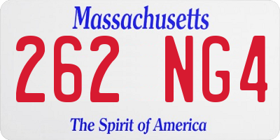 MA license plate 262NG4
