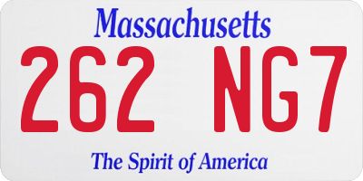 MA license plate 262NG7