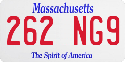 MA license plate 262NG9