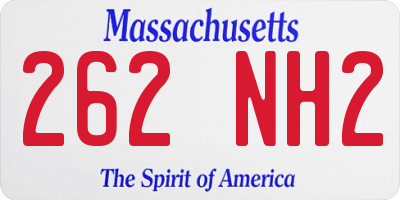 MA license plate 262NH2