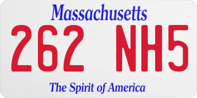 MA license plate 262NH5