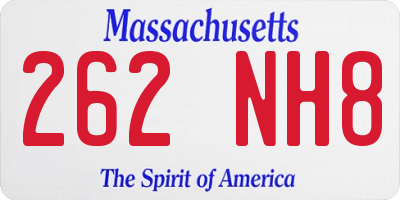 MA license plate 262NH8