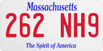 MA license plate 262NH9