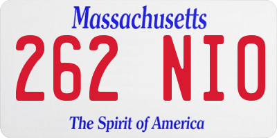 MA license plate 262NI0
