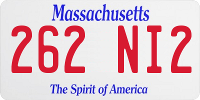 MA license plate 262NI2