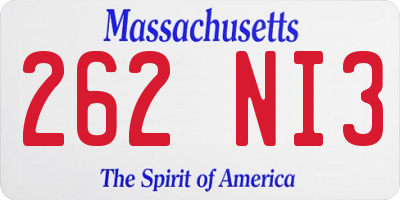 MA license plate 262NI3