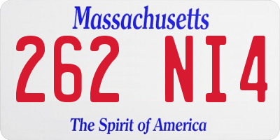 MA license plate 262NI4