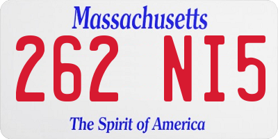 MA license plate 262NI5