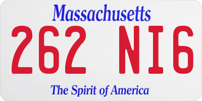 MA license plate 262NI6