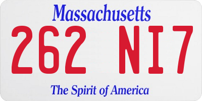 MA license plate 262NI7