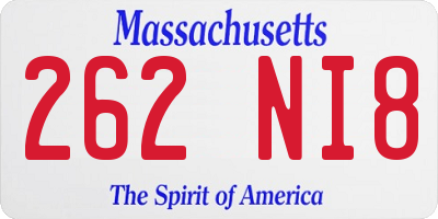 MA license plate 262NI8