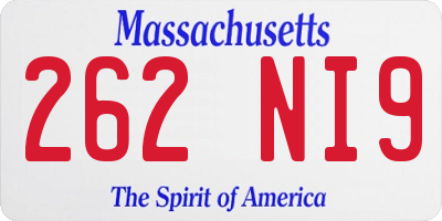 MA license plate 262NI9